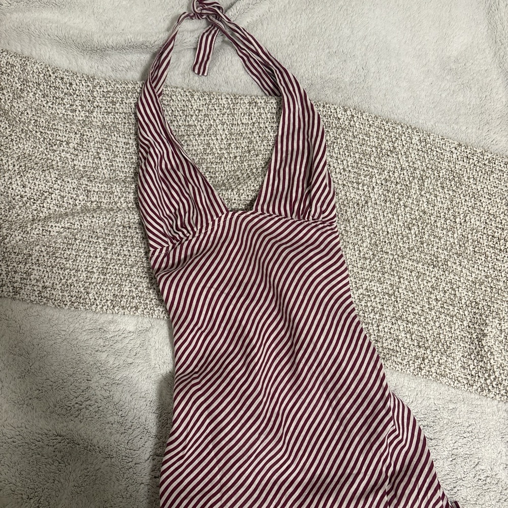 SOLD Armani Jeans Burgundy and White Striped Top